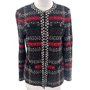 Ming Wang plaid cardigan red black est XS OR S